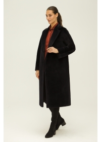 Пальто женское длинное С501L черно-синий