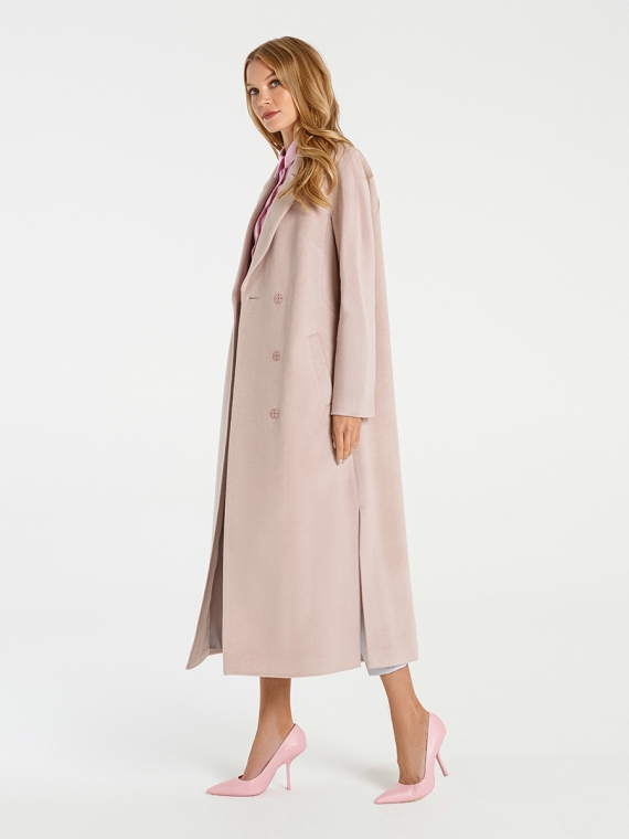 Пальто женское длинное КМ726 LB розовый жемчуг