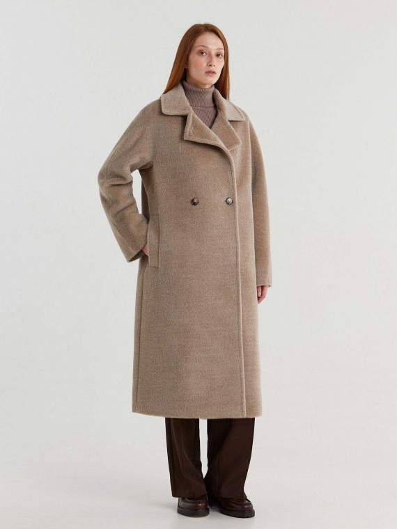 Пальто женское зимнее С 536F L бежевый меланж