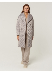 Пальто женское стеганое КМ1070S серый шелк