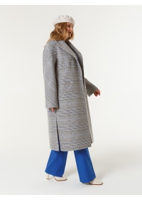 Пальто женское длинное КМ1025 OLZ серо-голубая клетка