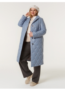 Пальто женское стеганое КМ1104S серо-голубой