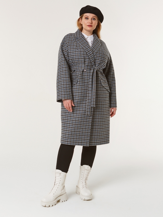 Пальто женское среднее КМ1080 Mig серо-синяя лапка