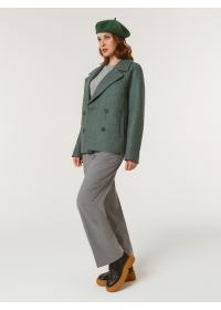 Пальто женское короткое КМ1086 Fl зеленый меланж