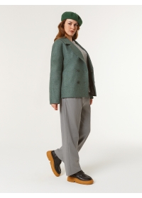 Пальто женское короткое КМ1086 Fl зеленый меланж