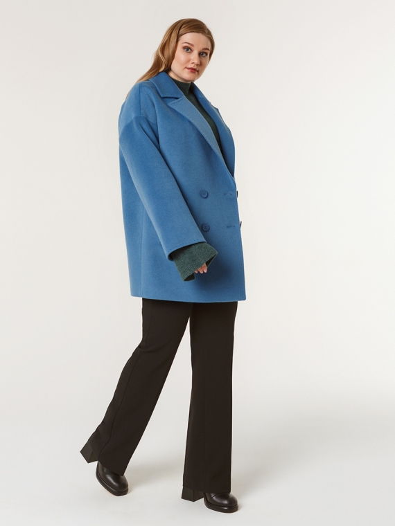 Пальто женское короткое КМ1085 LB серо-голубой