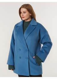 Пальто женское короткое КМ1085 LB серо-голубой