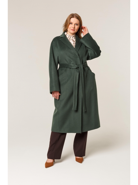 Пальто женское длинное КМ979 DS т.зеленый