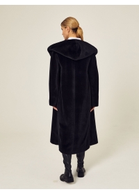 Пальто женское длинное С506L черно-синий