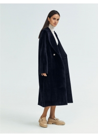 Пальто женское длинное С520L черно-синий