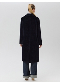 Пальто женское длинное С547 L черно-синий