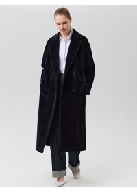 Пальто женское длинное С540 L черно-синий