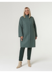 Пальто женское среднее КМ1180 Kr зеленый меланж