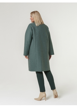 Пальто женское среднее КМ1180 Kr зеленый меланж
