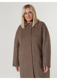 Пальто женское среднее КМ1061 Ch шоколадная диагональ