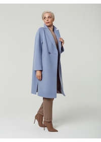 Пальто женское длинное КМ935-1 Kr небесно-голубой