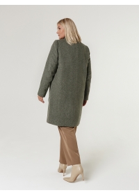 Пальто женское среднее КМ802-19 TL зеленая диагональ
