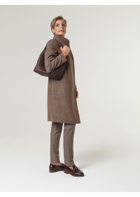 Пальто женское среднее КМ802-19 TL шоколадная диагональ