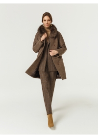 Пальто женское зимнее утепл. КМ888 Z F шоколадная диагональ