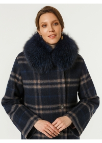 Пальто женское зимнее утепл. КМ258-1 Z F синяя клетка