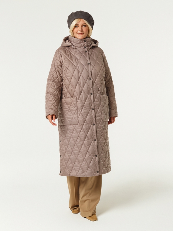 Пальто женское утепленное стеганое КМ1209 S Z капучино
