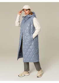 Пальто женское стеганое КМ1202 S серо-голубой