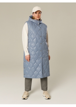 Пальто женское стеганое КМ1202 S серо-голубой
