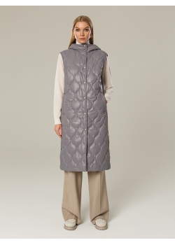 Пальто женское стеганое КМ1202 S серый