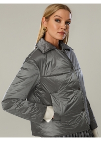 Пальто женское стеганое КМ1102-1S серебро
