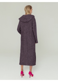 Пальто женское длинное КМ 821V пурпурный меланж