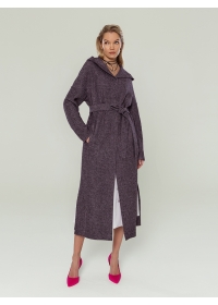 Пальто женское длинное КМ 821V пурпурный меланж