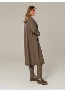 Пальто женское длинное КМ1032-1 Sum коричневая елка