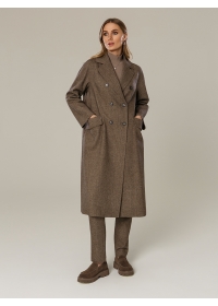 Пальто женское длинное КМ1032-1 Sum коричневая елка