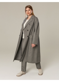 Пальто женское длинное КМ1032-1 Sum серая елка