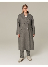 Пальто женское длинное КМ1032-1 Sum серая елка