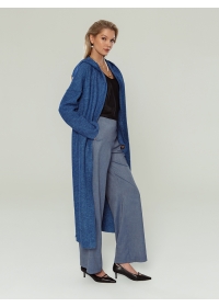 Пальто женское длинное КМ 821V синий меланж