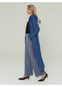 Пальто женское длинное КМ 821V синий меланж