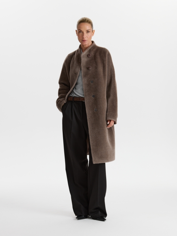 Пальто женское среднее КМ689-1 TL серо-коричневый