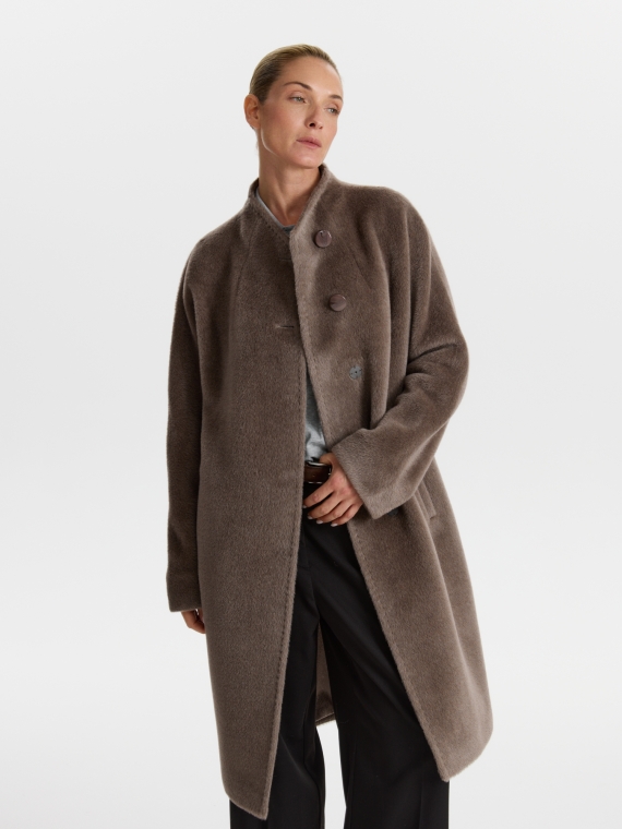 Пальто женское среднее КМ689-1 TL серо-коричневый