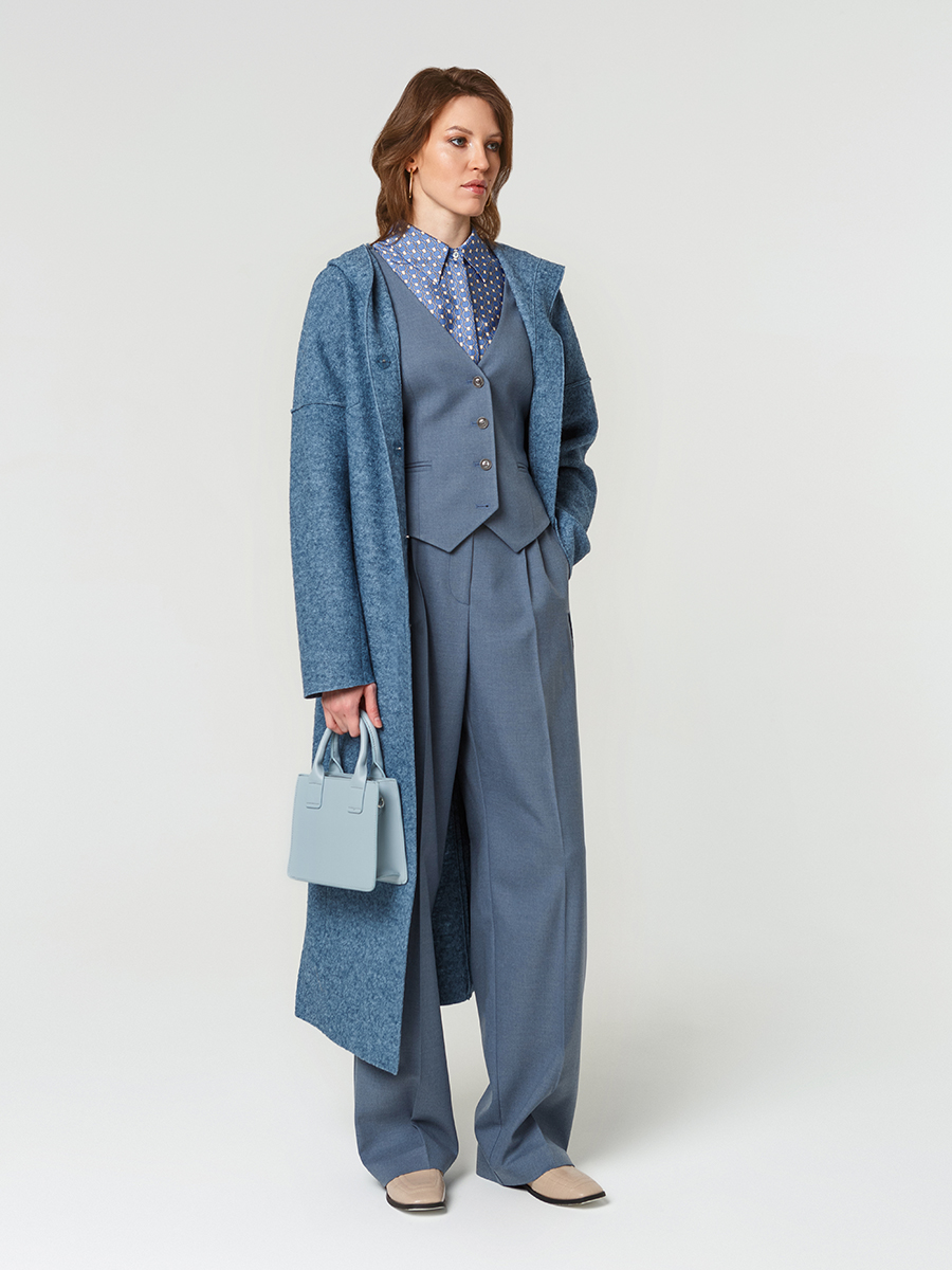 Пальто женское длинное КМ 821V синий дым