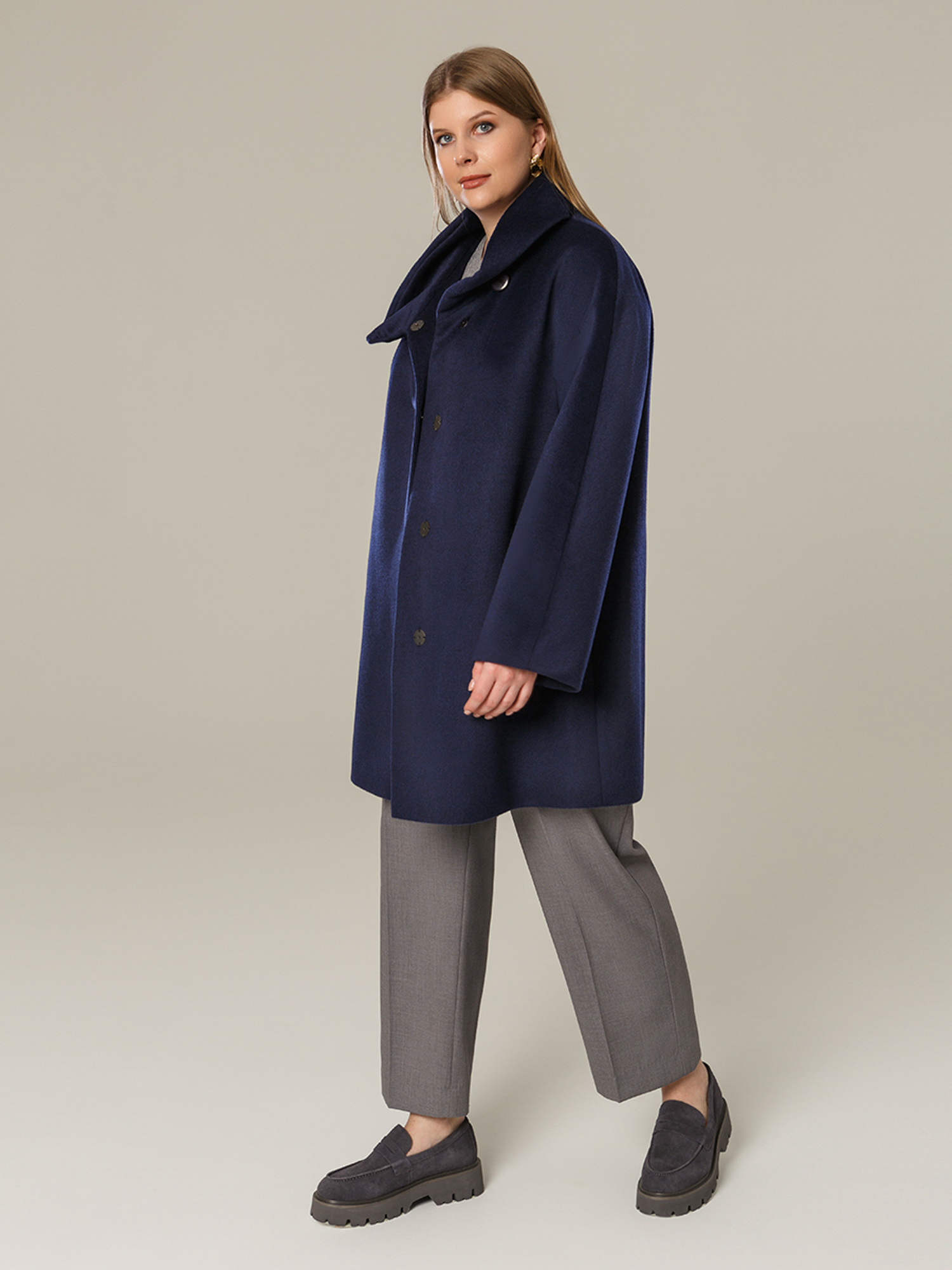 Пальто женское короткое КМ1056 Ven т.синий