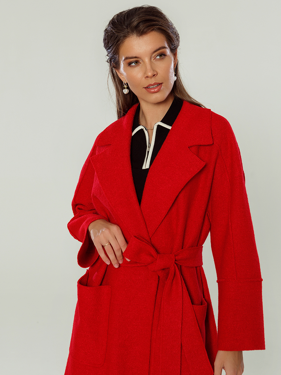 Пальто женское короткое КМ1069 V красный