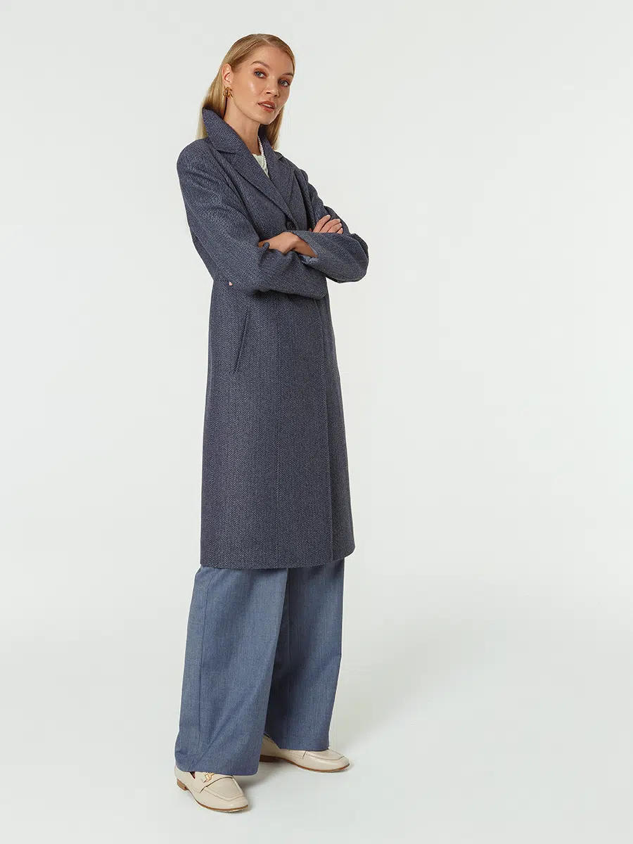 Пальто КМ937 Och серо-синя елка