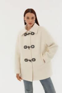Короткое пальто из шерсти, зефир