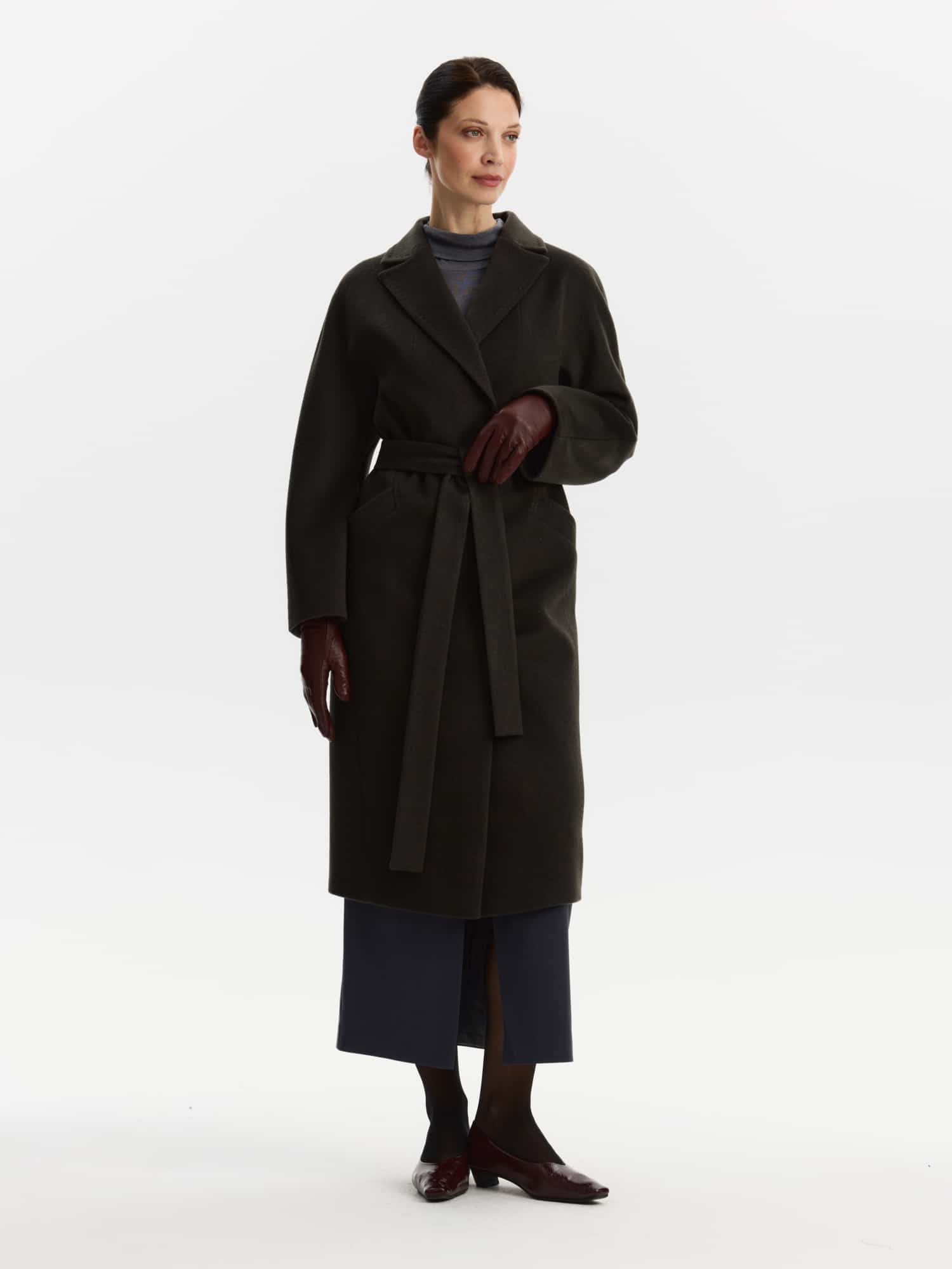 Пальто КМ979 Berta т.зеленый
