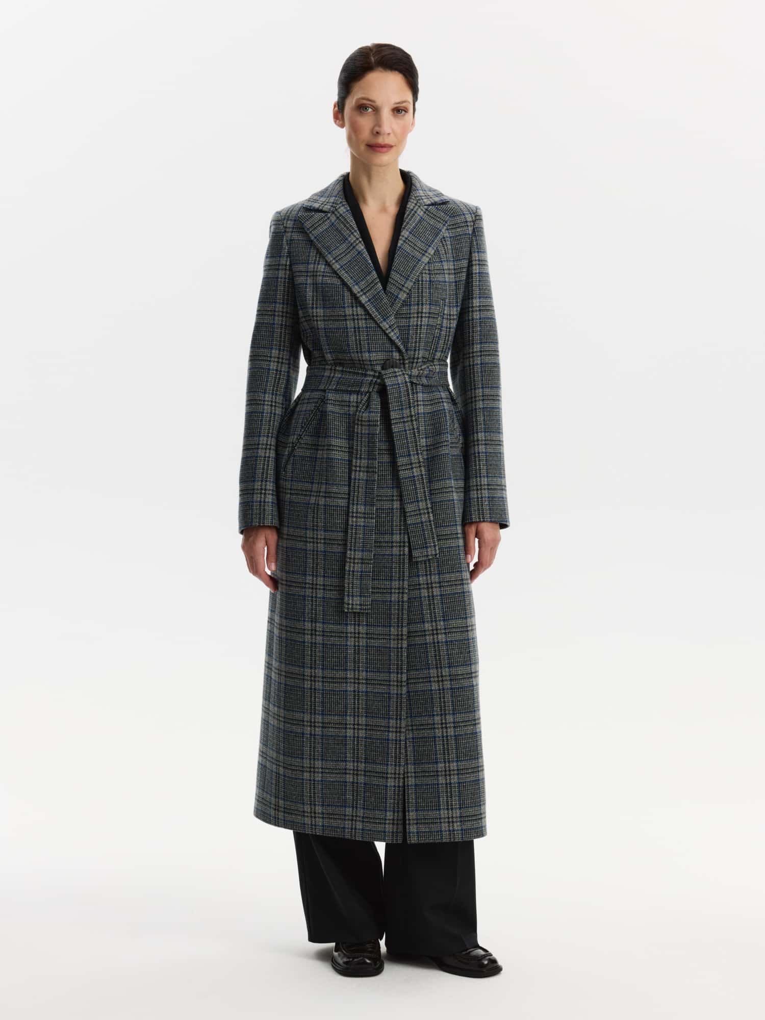 Пальто КМ431-1 ML серо-синяя клетка