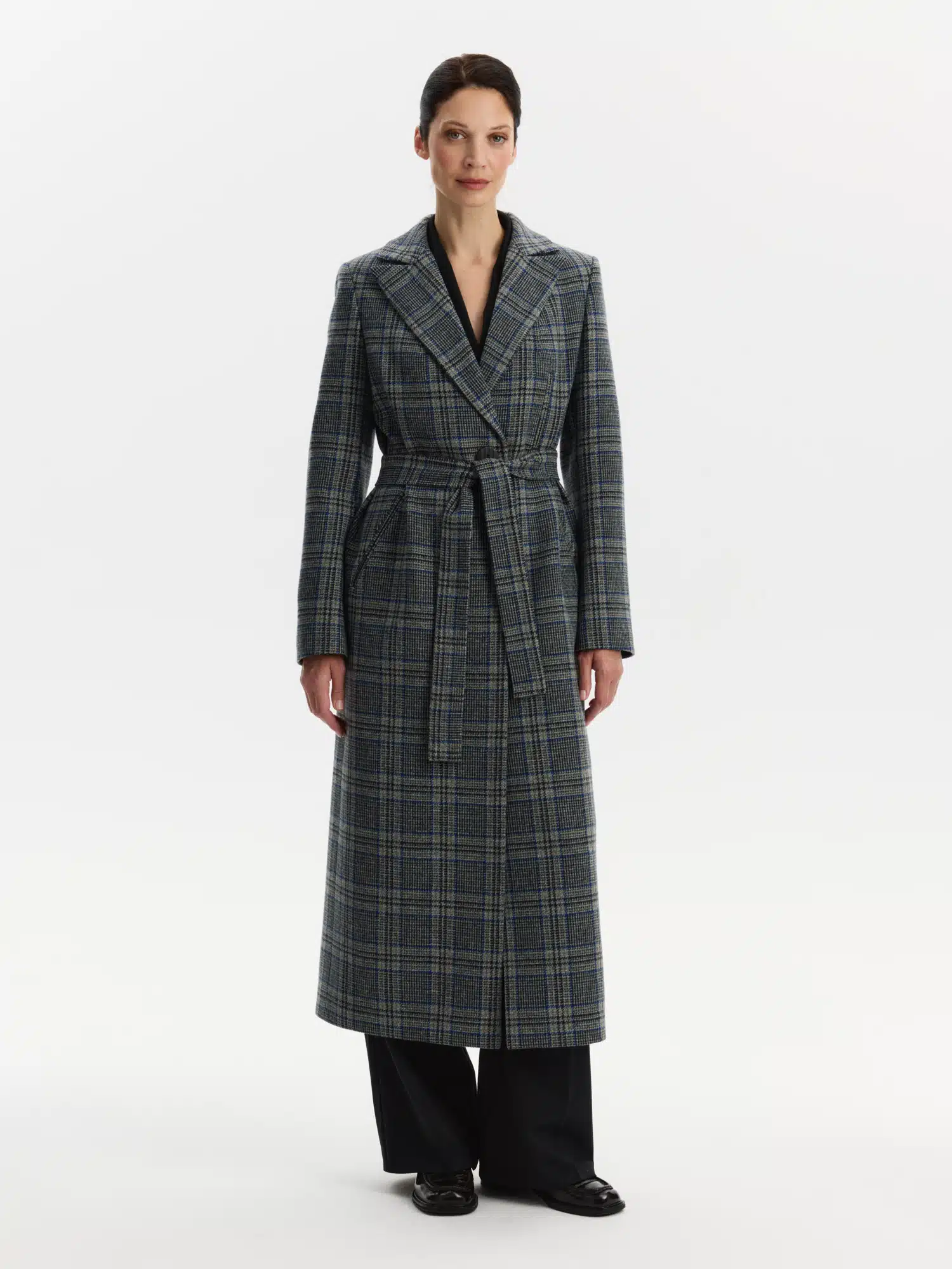 Пальто КМ431-1 ML серо-синяя клетка