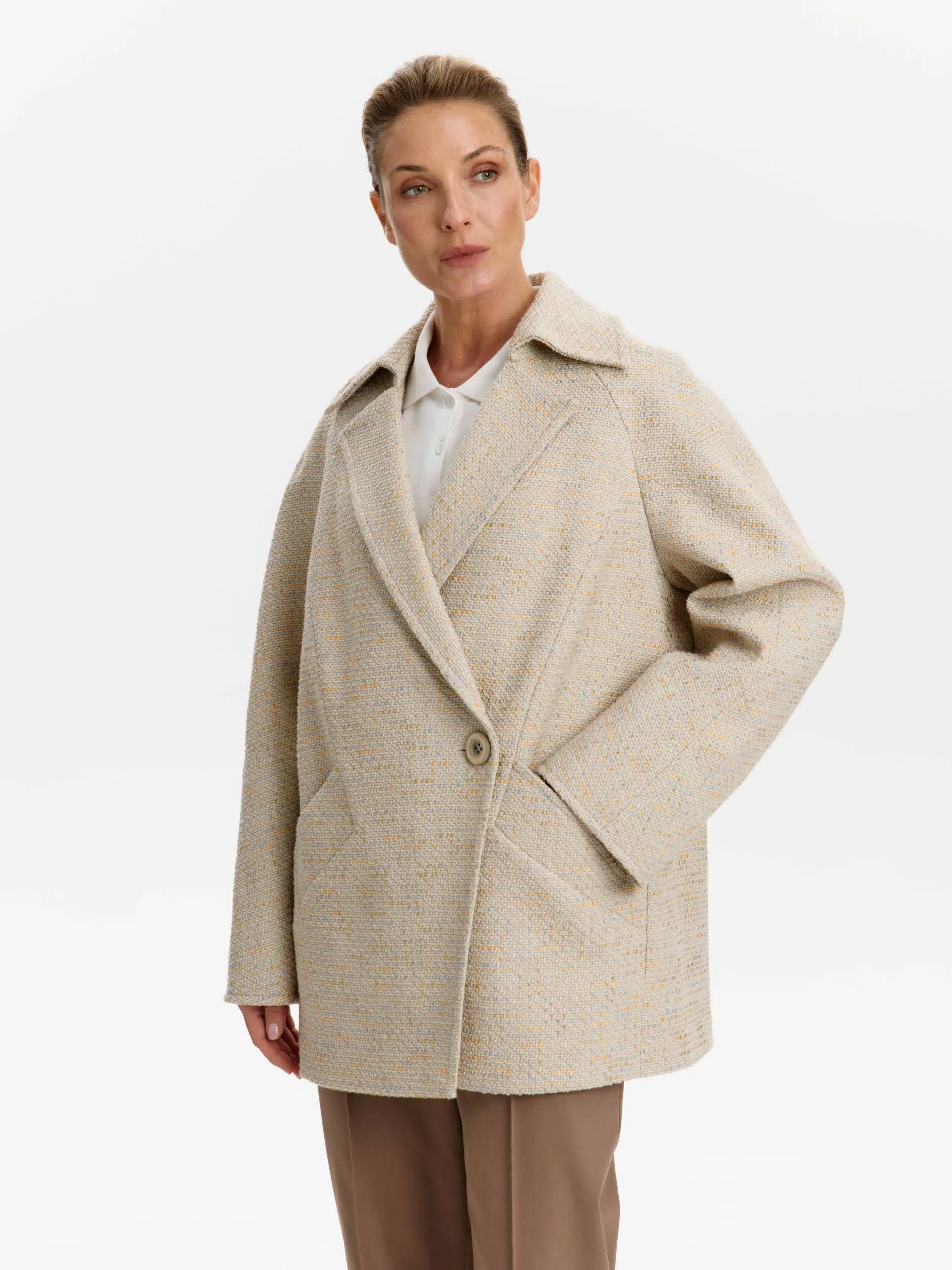 Пальто КМ1120 ML жемчуг шанель