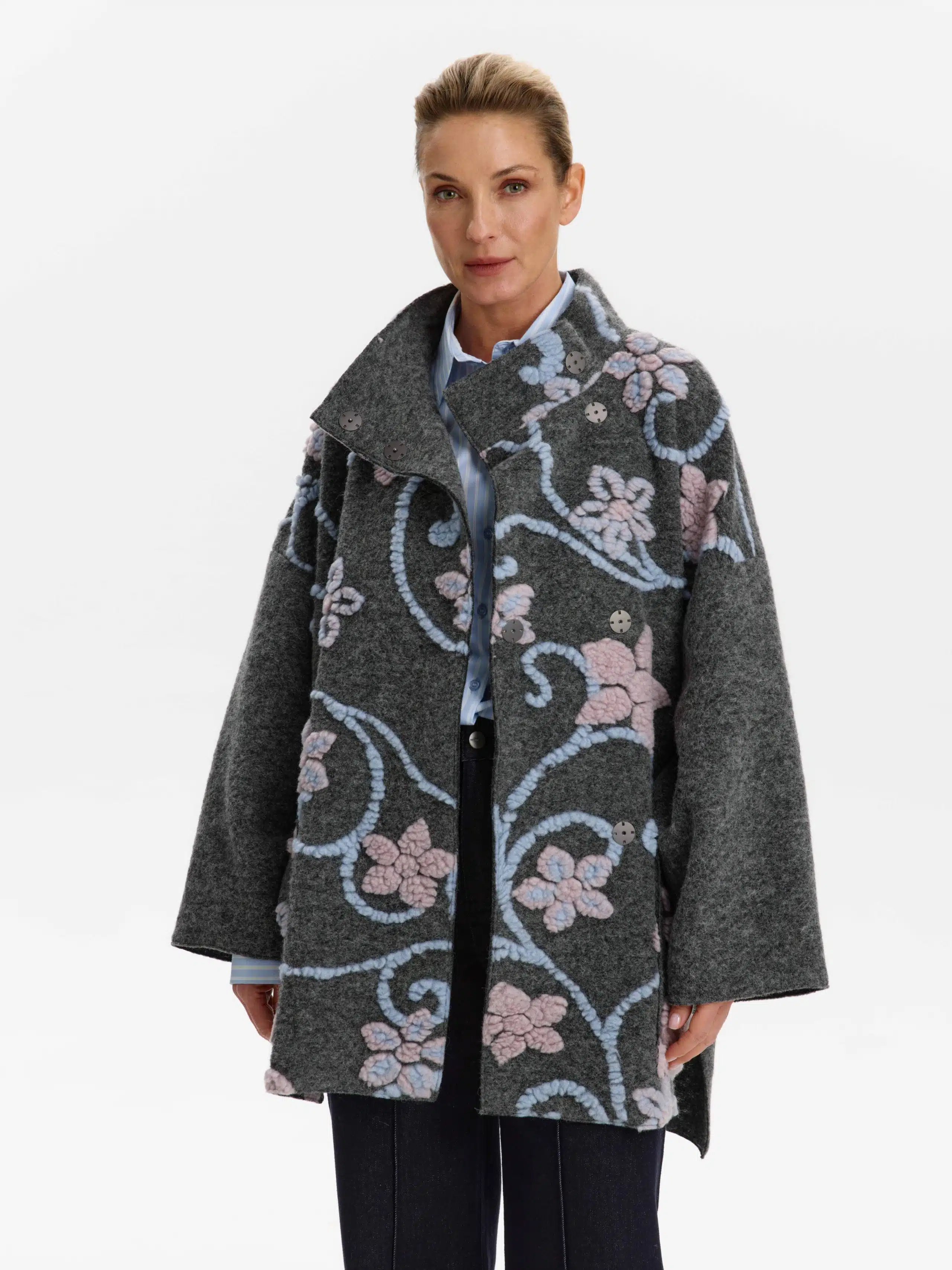 Пальто КМ426-2 Mar серый