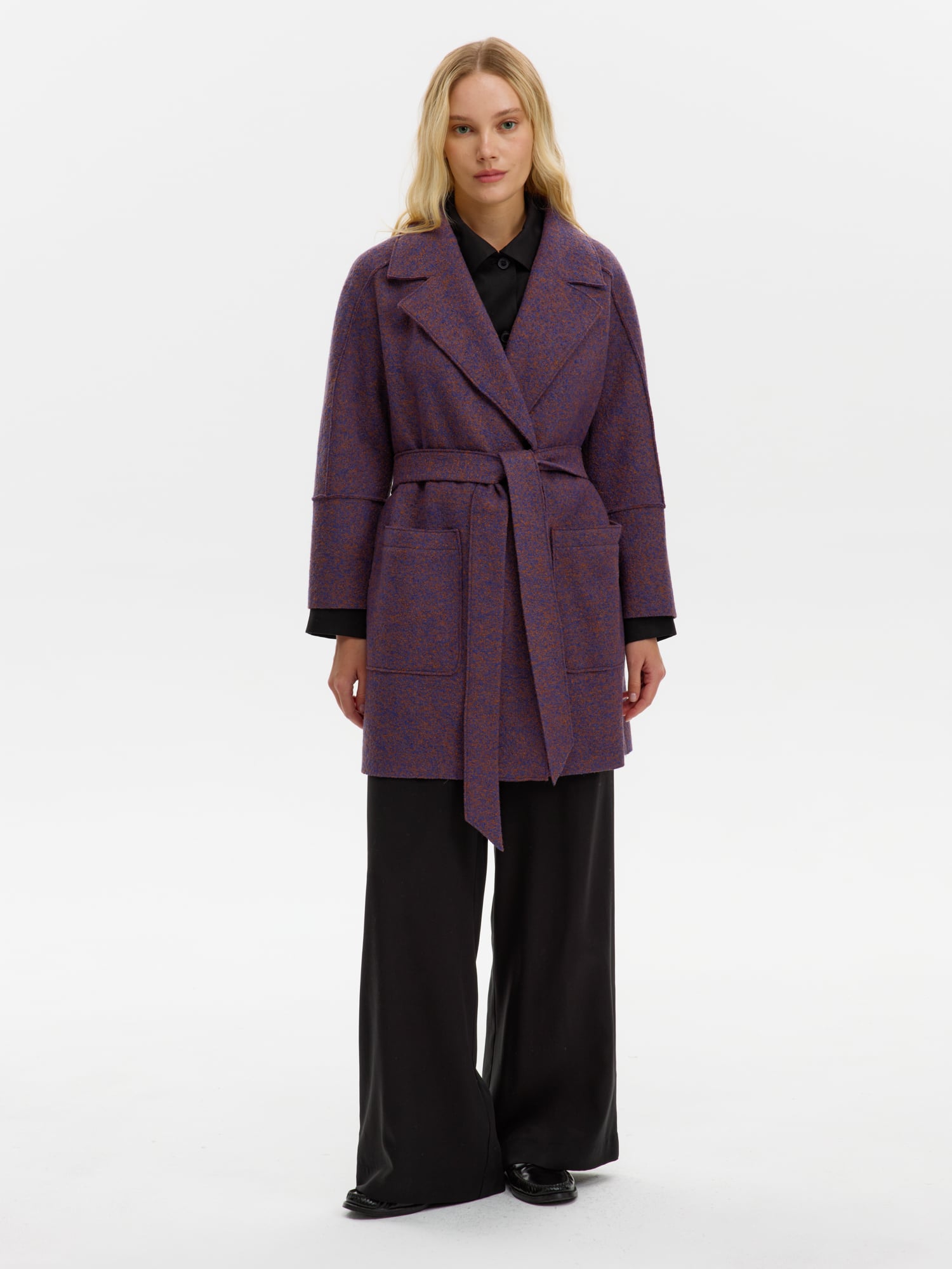 Пальто КМ1069 V фиолетовый меланж
